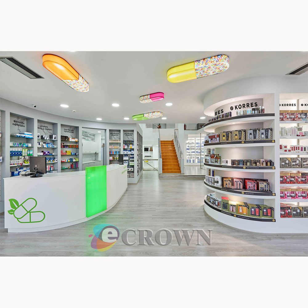 Led drugstore shop showcase Locking Door pharmacy cabinet