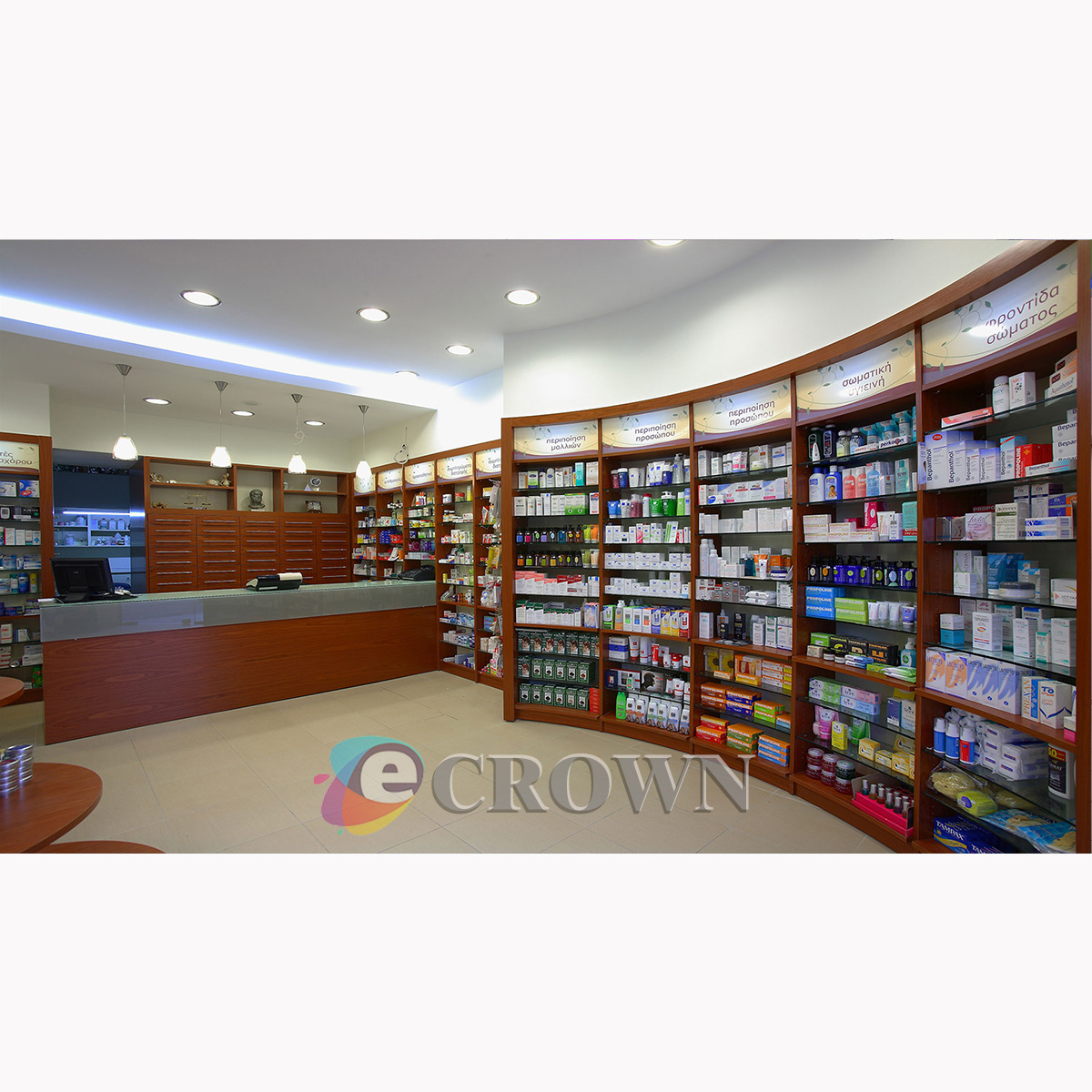 Whole shop showcase drugs shop Mdf Veneer drugstore shop medicine counter pharmacy Wall case medical counter