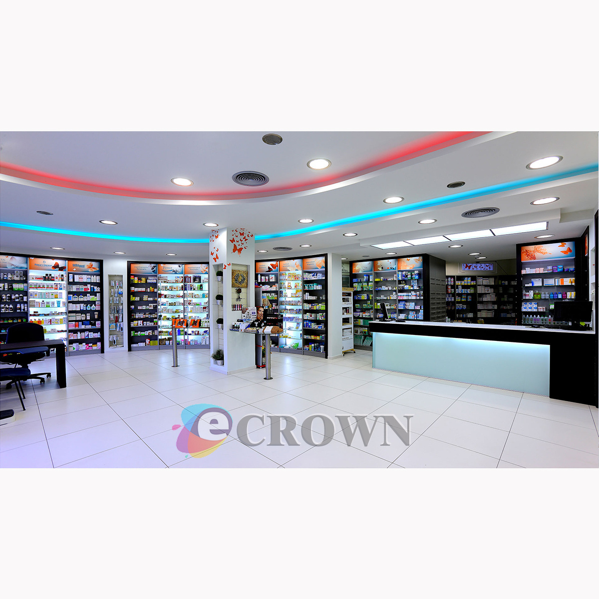 Whole shop showcase drugs shop Mdf Veneer drugstore shop medicine counter pharmacy Wall case medical counter