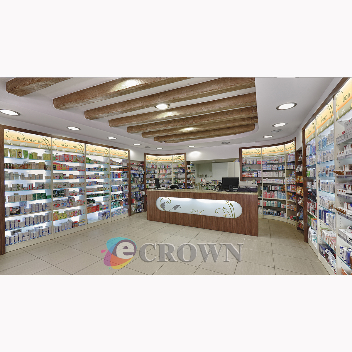 Whole shop showcase drugs shop Mdf Veneer drugstore shop medicine counter pharmacy Wall case medical counter