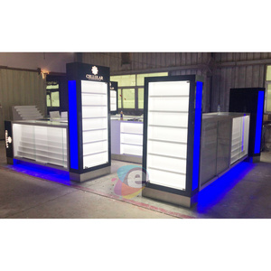 Mall glass display phone kiosk/ display showcase design triangle shape OEM