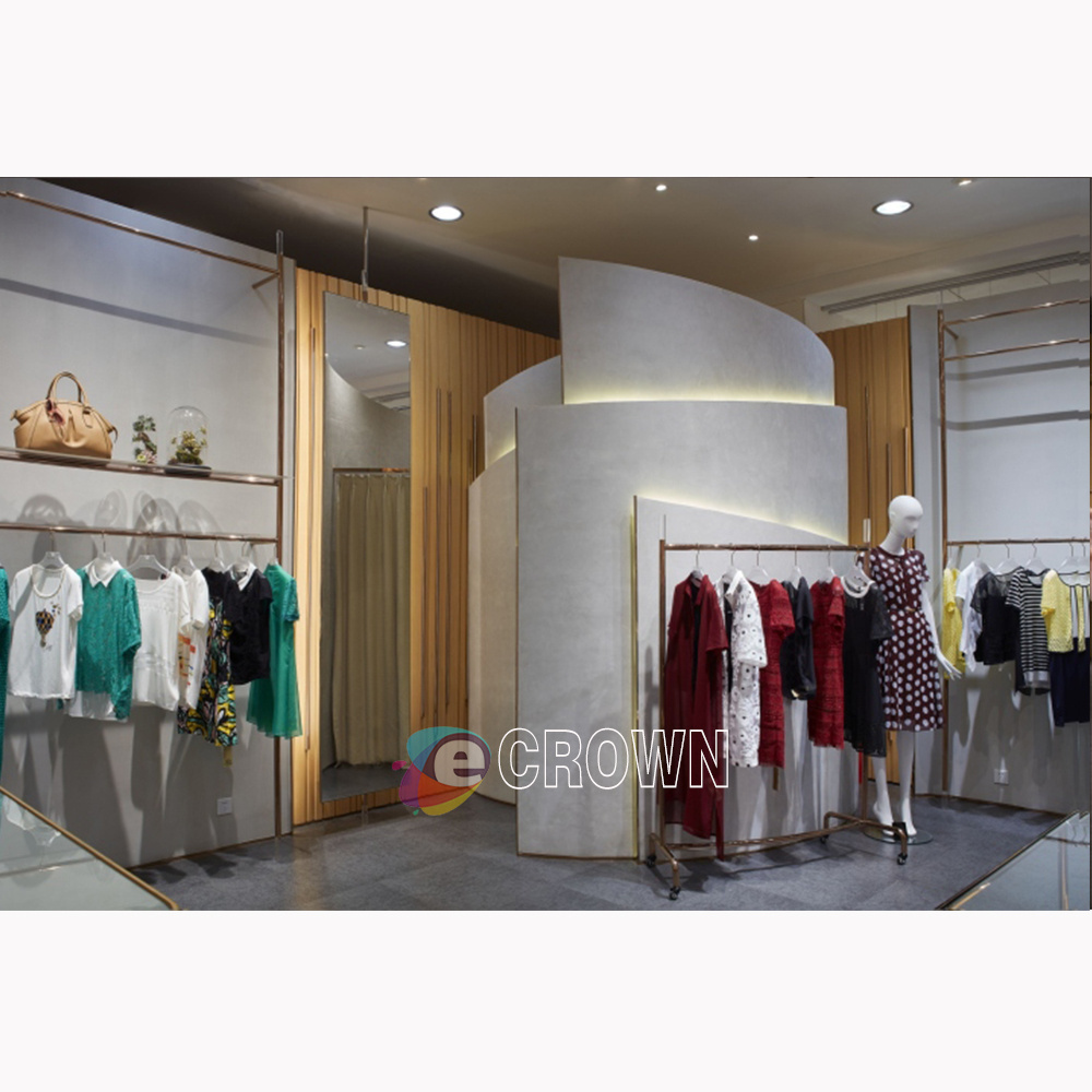 OEM Modern Lighted Wall Mounted garment Tall clothes booth Rack Cabinet Illuminated garment