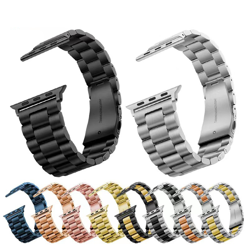 For Apple Watch 5/6/7/8/9 Ultra 2 Watch Band Three Beads Metal Milanese Straps Stainless steel watch strap for iwatch Watchband