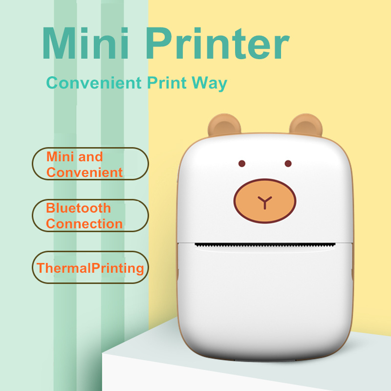 HD Mini Printer for doodling Picture Web page List Notes Memo Barcode Sticker Kids' Study Partner A8a Thermal Pocket Printer