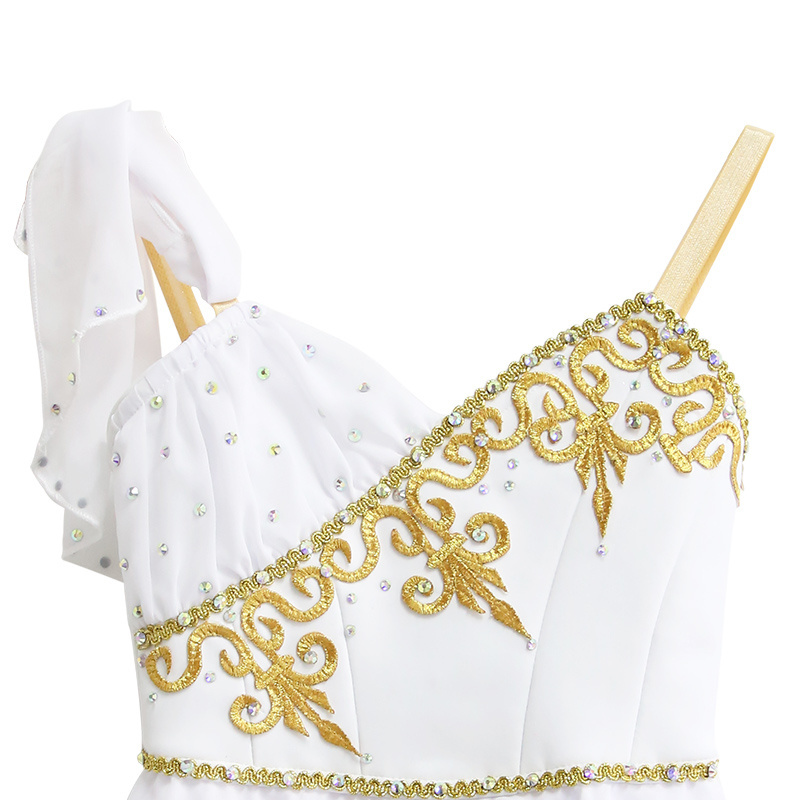 R0010 High Quality OEM ODM Adult Kids Ballet dress Ballet Skirt dress Cupid Stage Costume White And Gold Talisman