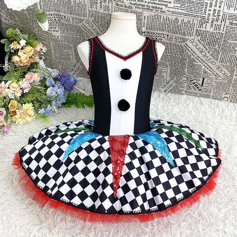 P0016 Ballet Dress Tutu High Quality Girls Black Stage Performance Ballet Dancewear Million Clown Costume