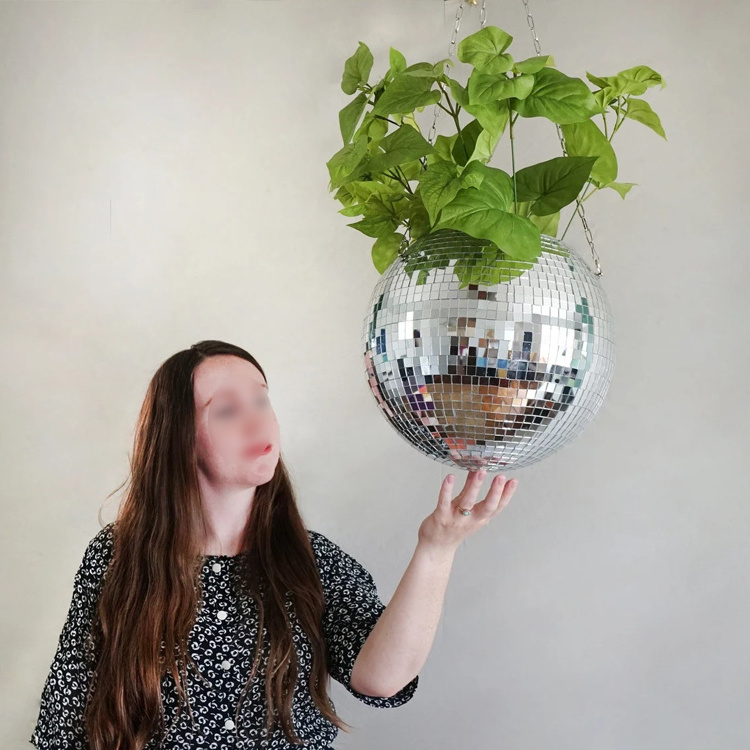 Window Decor Hanging Disco Ball Planter Basket Sun Catcher Disco Ball Plant Hanger with Base