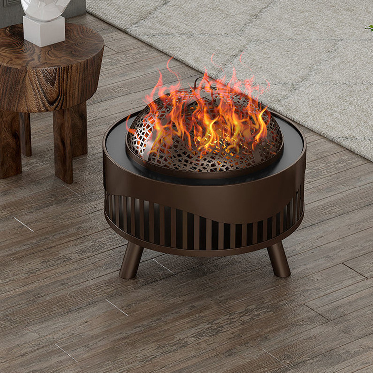 Outdoor Wood Burning Stove Fire Bowl 14 Inch Portable Smokeless Fire Pit with BBQ Mesh