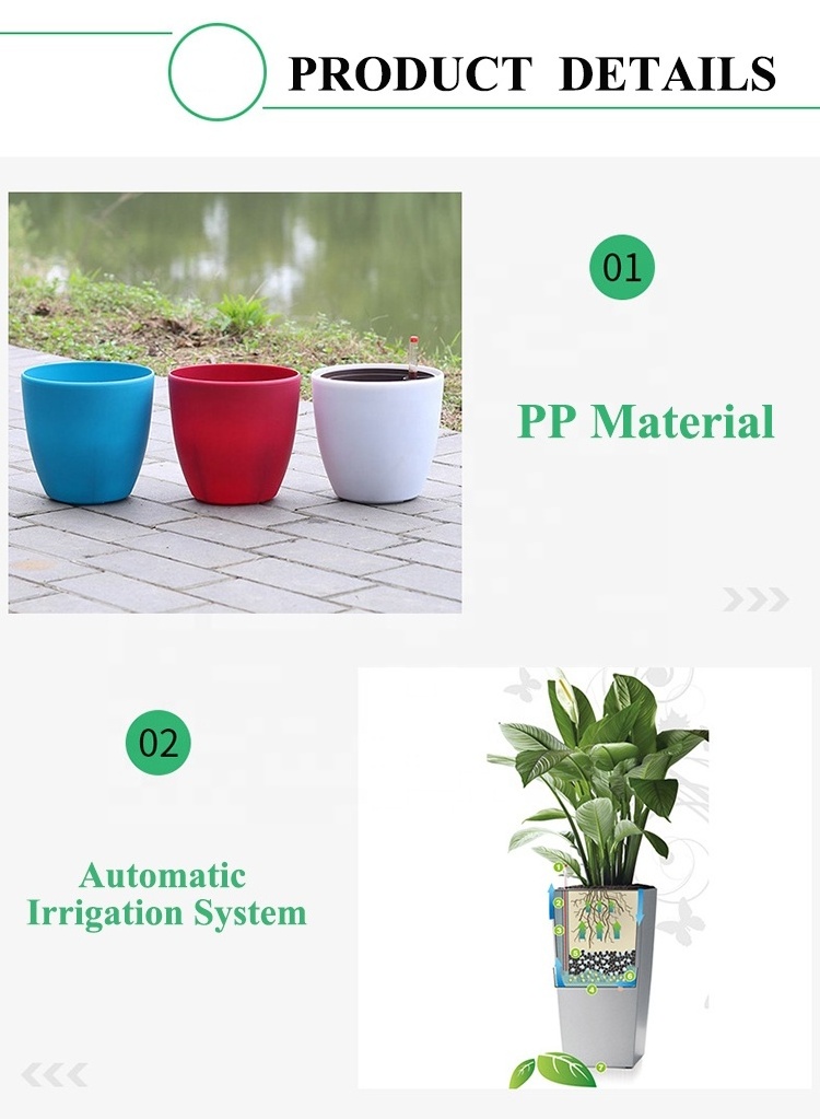 High Quality Painted PP Indoor Flower Pots Plastic Self Watering Planters Box for the Home