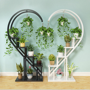 Multi-Layer Metal Plant Holders Wrought Iron Plant Shelf Heart-shaped Flower Stand