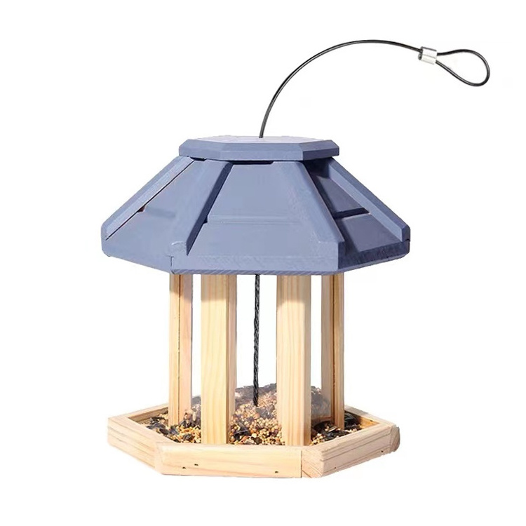 Hexagon Shaped Wooden Bird feeder 8.8