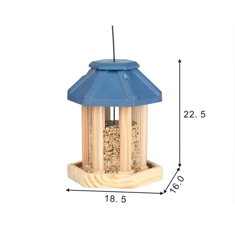 Hexagon Shaped Wooden Bird feeder 8.8