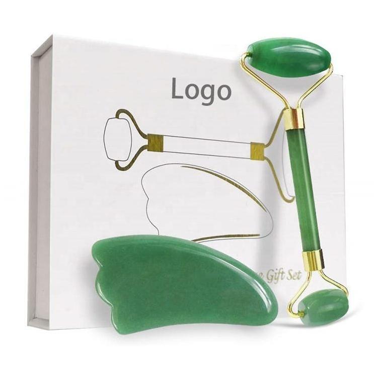 Best High Quality Private Label Therapy Stone Massage Roller Jade Nephrite Anti Aging Facial Natural Dong Ling Green Massager