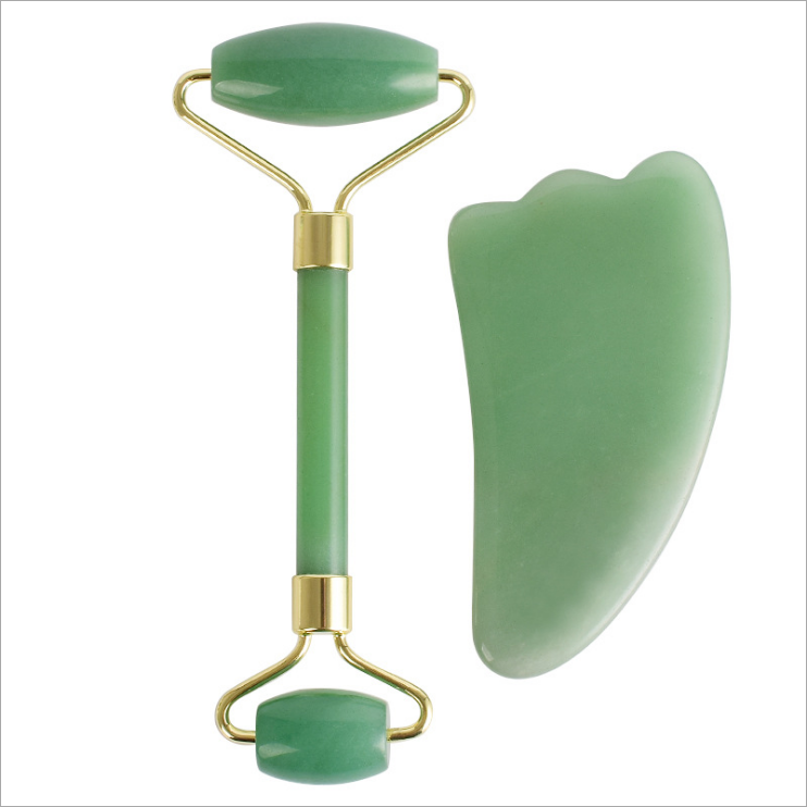 Best High Quality Private Label Therapy Stone Massage Roller Jade Nephrite Anti Aging Facial Natural Dong Ling Green Massager