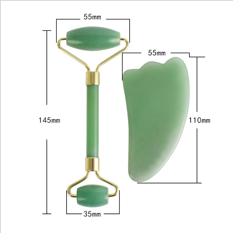 Best High Quality Private Label Therapy Stone Massage Roller Jade Nephrite Anti Aging Facial Natural Dong Ling Green Massager