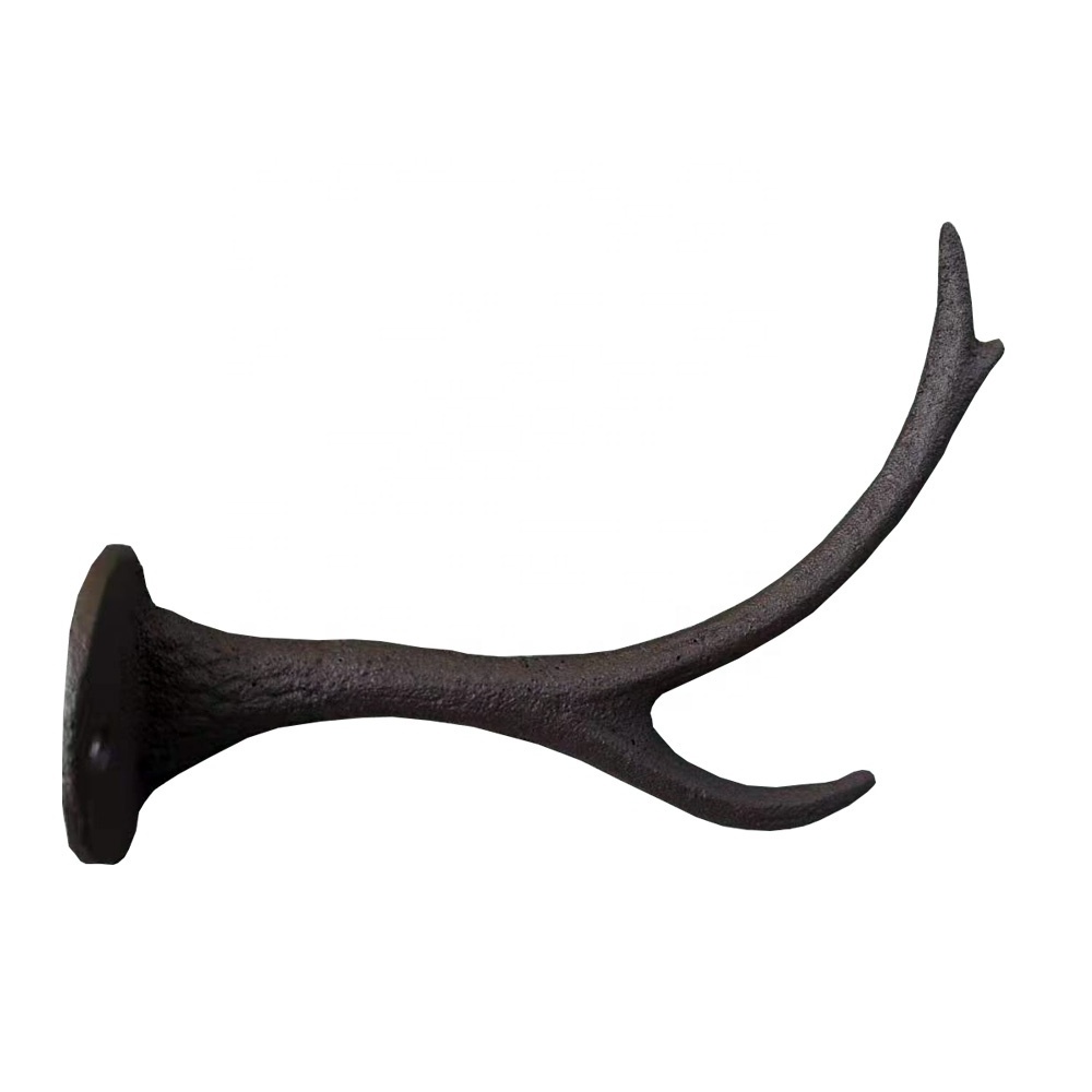 Vintage Cast Iron Deer Antlers Wall Coat Hooks Rack