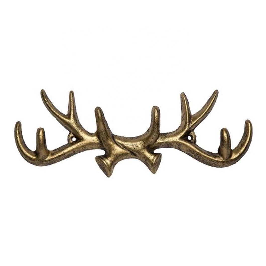 Vintage Cast Iron Deer Antlers Wall Coat Hooks Rack