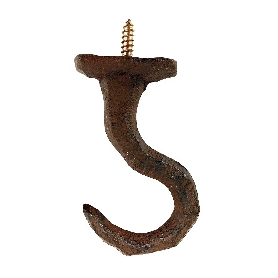 Rustic Wall Mount Cast Iron Hooks Coat Towel Bag Hat Hanger Entryway Railroad Spike Rack