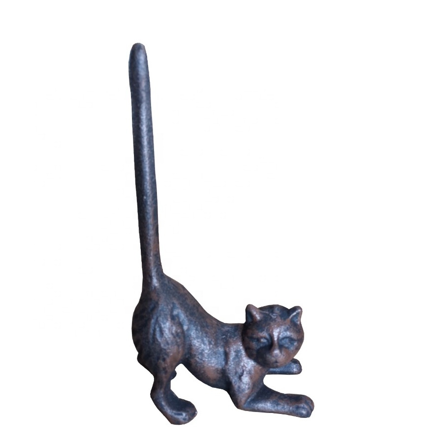 Yoga Cat Decorative Paper Towel Holder Cast iron Animal Toilet Paper Holder