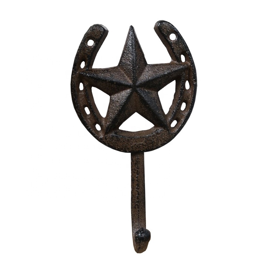 Rustic Country Wall Coat Hook Star Decorative Hook Farmhouse HorseShoe Towel Hook