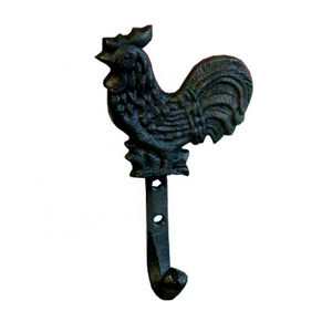 Vintage Antique Hook Cast Iron Rustic Rooster Coat Hook Brown Chicken Hat Rack