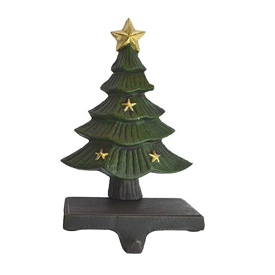 Old Bronze Christmas Tree Decorative Cast Iron Stocking Holder Hook