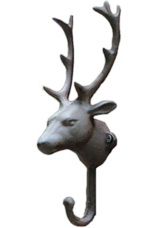 Rusty Cast Iron Moose Coat Hook Deer Antler Rack Hanger