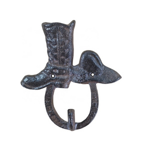 Vintage Rustic Horse and Cowboy Hat Decorative Cast Iron Wall Hook Rack