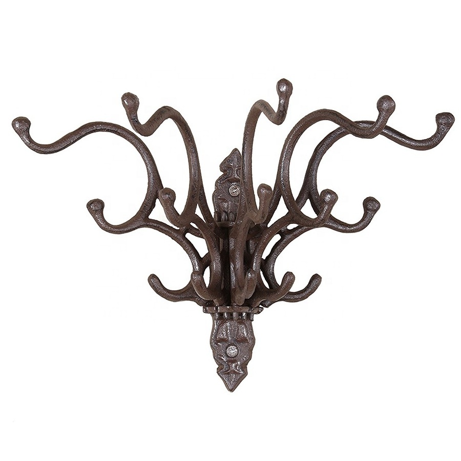 Rustic Triple Swivel Hook Cast Iron Wall Mounted Coat Hook Foldable Decoration Robe Hook