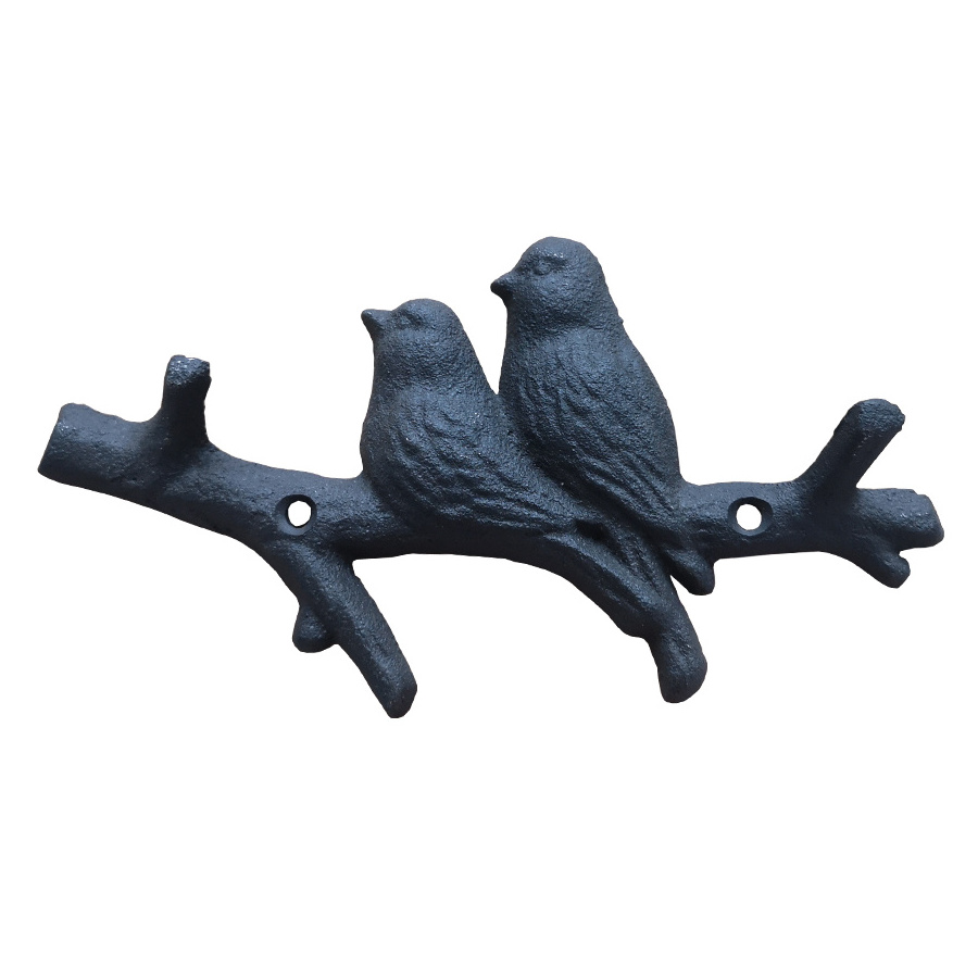 Wall Mounted Cast Iron Coat Rack Birds on Tree Branch Hanger Hooks for Hats Keys