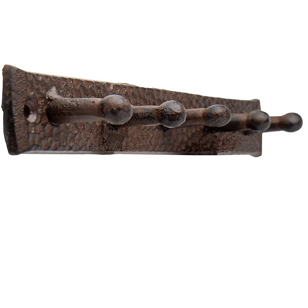 Rustic Wall Mount Cast Iron Hooks Coat Towel Bag Hat Hanger Railroad Spike Rack