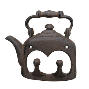 Rustic Kettle Hat Coat Rack Hooks Wall Mounted Cast Iron Kettle Decorative Farmhouse Hooks