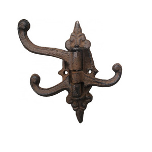 Rustic Triple Swivel Hook Cast Iron Wall Mounted Coat Hook Foldable Decoration Robe Hook