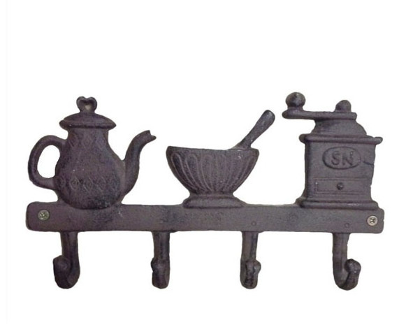 Rustic Kettle Hat Coat Rack Hooks Wall Mounted Cast Iron Kettle Decorative Farmhouse Hooks