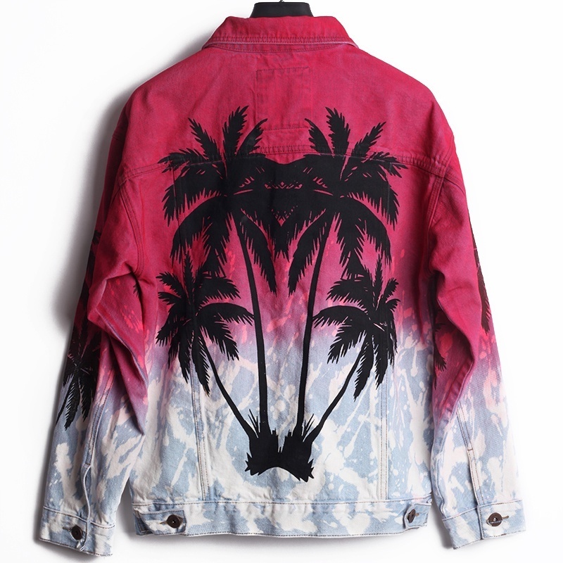 EDGE DENIM Fashion high quality long sleeve red colar tie-dye jeans tie dye denim jacket for men