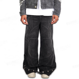 EDGE DENIM Custom jeans manufacturers designer big stacked oversize baggy flare jeans pant men y2k straight