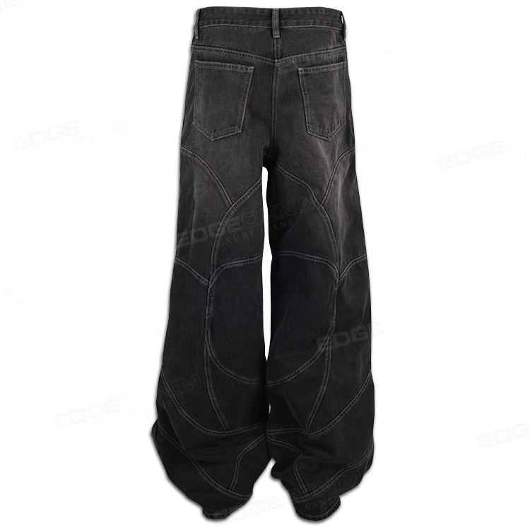 EDGE DENIM Custom jeans manufacturers designer big stacked oversize baggy flare jeans pant men y2k straight