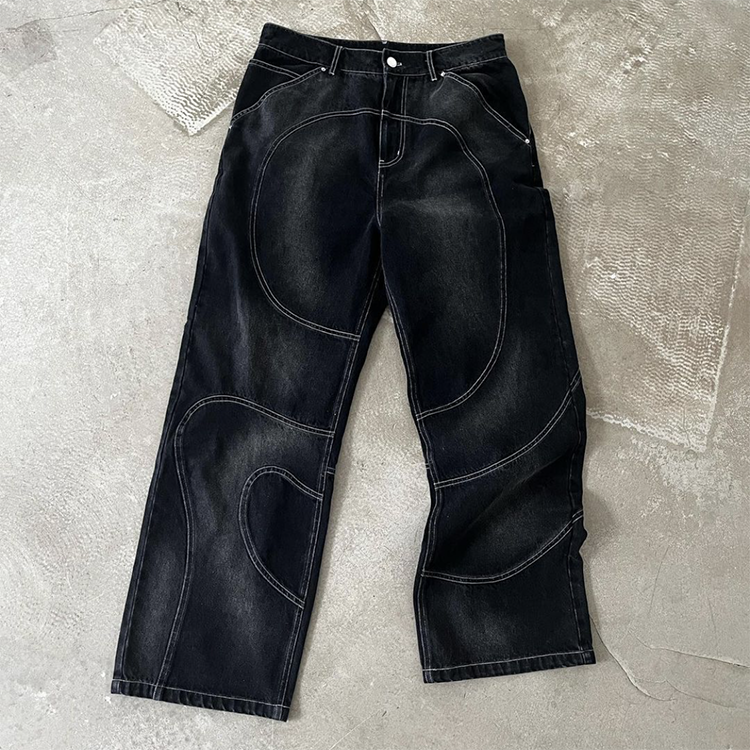 Edge Denim Factory Custom black wash mens two piece jean suit sets men's sets jean outfits