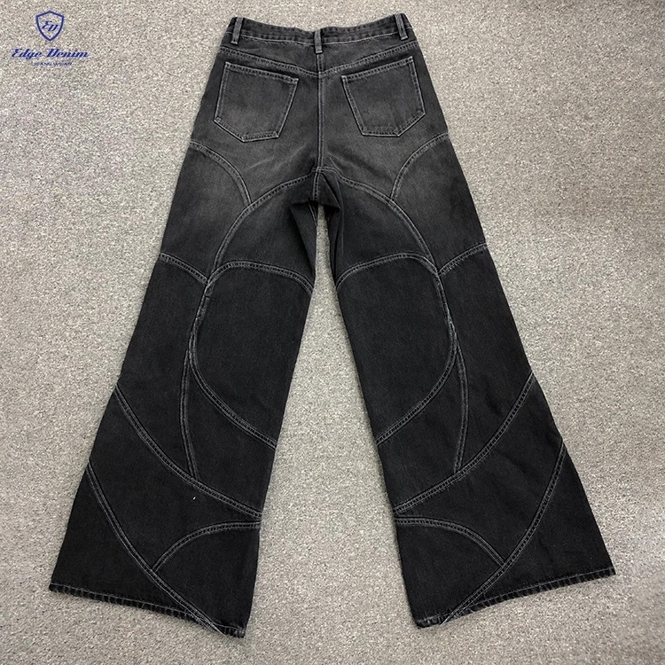 EDGE DENIM Custom jeans manufacturers designer big stacked oversize baggy flare jeans pant men y2k straight