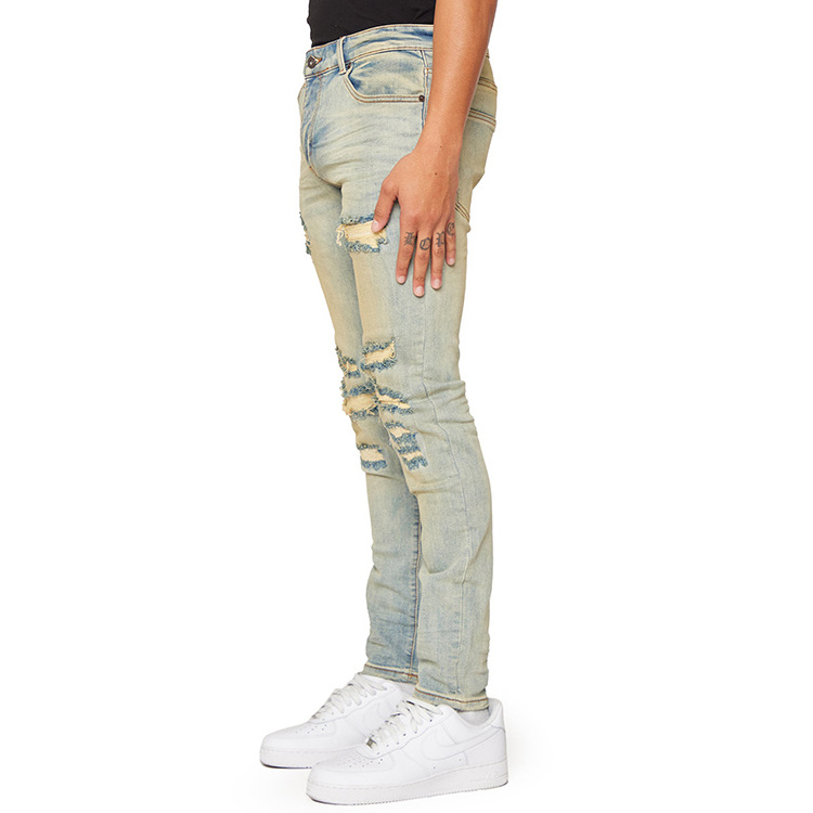 High Quality Men's mens jeans top quality buy jeans in bulk Ripped Distressed Slim Fit Skinny Denim Jeans for Men