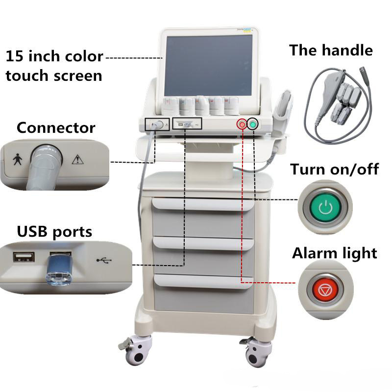 Professional Portable Anti-wrinkle Face Lift 5 Cartridges Hifu Machine for Skin Tightening