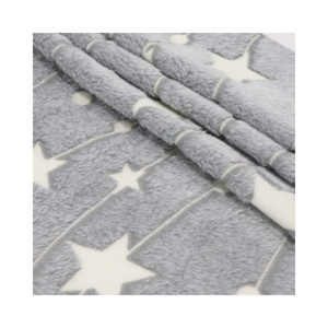 High Bright Night Glow In The Dark Luminous 100% Polyester Plush Star Pattern For Toy Pillow Flannel Fleece Velvet