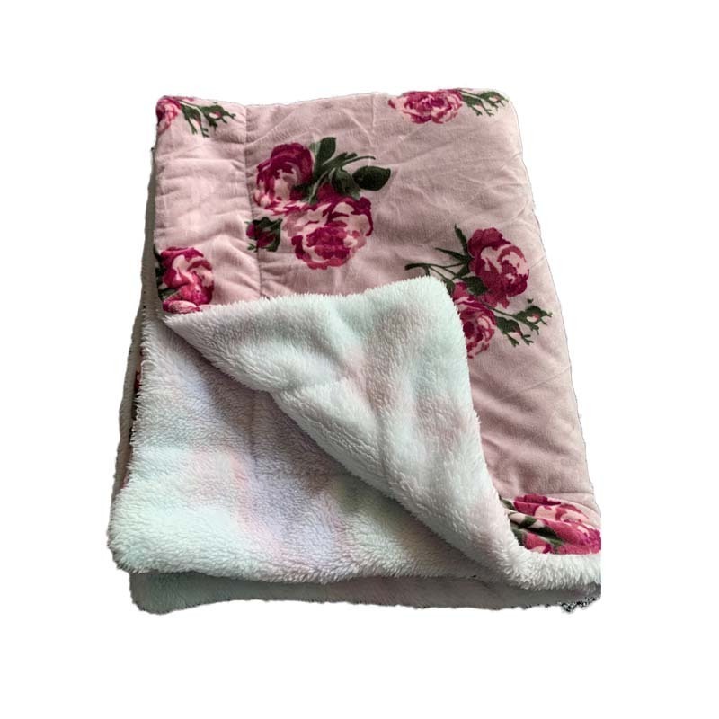 Cartoon Flower Plaid Digital Printed Sherpa Blanket Customized Printed Flannel Blanket Modern Home Blankets