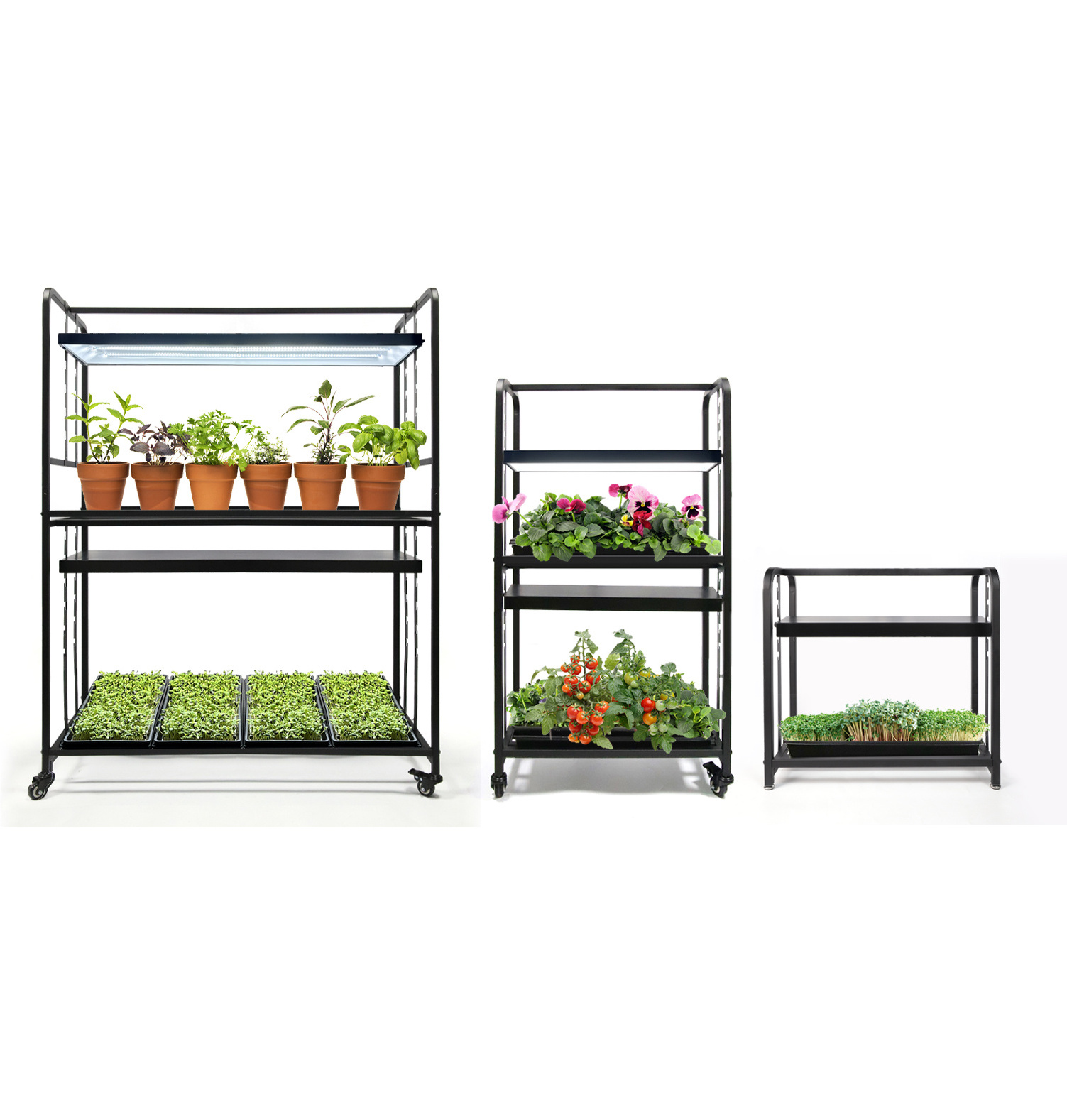 2ft 48W Indoor Vertical Farming System Adjustable Seedling Tray Shelf Microgreens Planter Rack Vegetable Growing Led Light