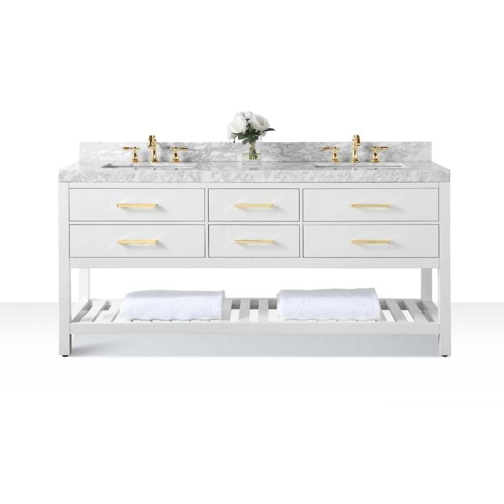 American Antique Style White Bathroom Vanity with golden handles sanitary ware bathroom vanity with ceramic sink hot selling