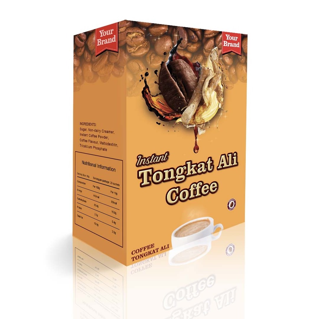 100% Original Instant Tongkat Ali Coffee Sachet Boosts Energy and Libido for Men OEM Fast Lead Time Halal Malaysia OEM Packing