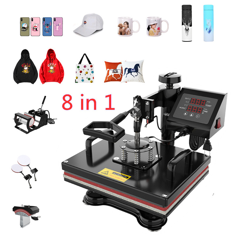 8 In 1 swing away sublimation heat press machine price hat printing transfer press machine