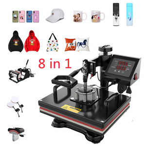 8 In 1 swing away sublimation heat press machine price hat printing transfer press machine