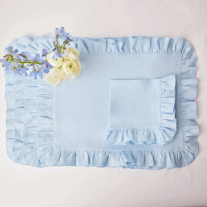 Factory Wholesale Ruffled style flounce 100% linen pure Flax Dinner napkin solid folds with trimming frilly napkins