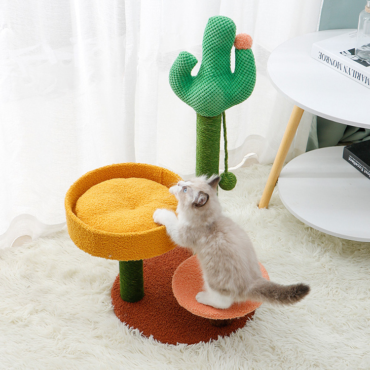 cat scratcher tree cactus design medium size cat scratching toy for small house using